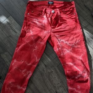 Hudson super skinny red acid wash jeans size 27